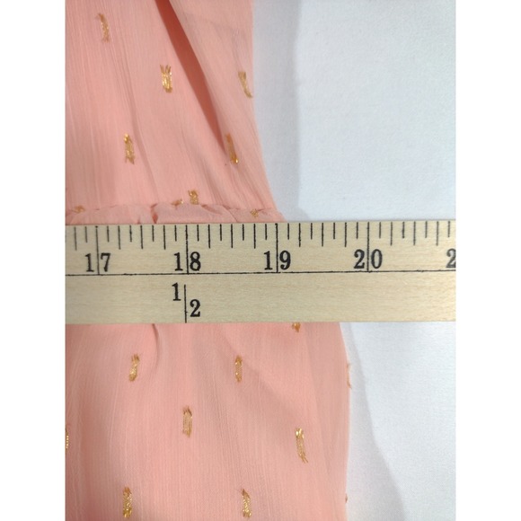 LC Lauren Conrad Peach Gold Polka Dot Chiffon Tiered Maxi‎ Dress Size 2X - Picture 7 of 12